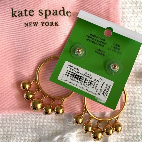 Kate Spade Bauble Gold Hoop Earrings BNWT - Picture 5 of 9